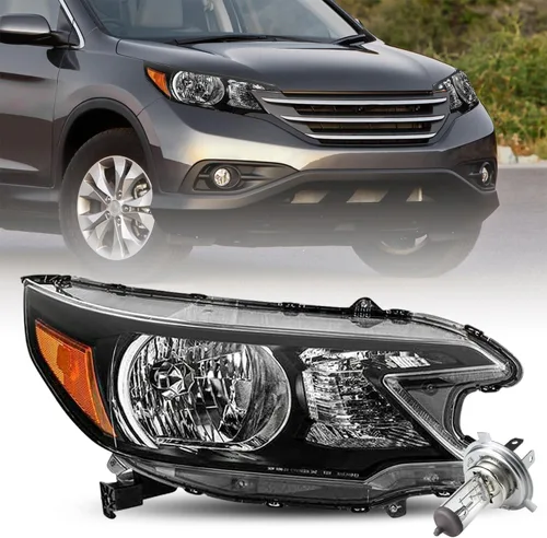 Vista 14 de JSBOYAT Conjunto de Faros Delanteros de Reemplazo para Honda CR-V 2012-2014 Faro Delantero Lámpara Halógena con Bombillas, Carcasa Negra con Carcasa