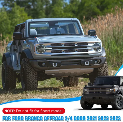 Vista 7 de Marco de cubierta de malla para parrilla delantera, insertos de parachoques delantero, accesorios de decoración con clip para Ford Bronco Offroad
