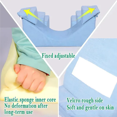 Vista 3 de Reposacabezas antilateral, almohada de esponja curvada, ajustable y extraíble, protege la columna cervical de los ancianos, rango de ancho de cama