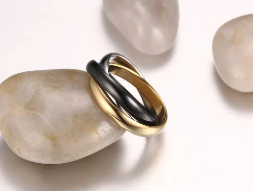 Vista 3 de VNOX Anillo de acero inoxidable para mujer, tricolor, entrelazado, para boda, compromiso