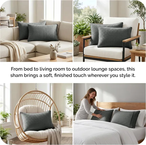 Vista 4 de Fundas Southshore Fine Linens Vilano Springs, para almohada, acolchadas, Microfibra, Pizarra, 20" x 36" 15 - Pizarra