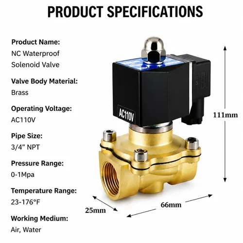 Vista 4 de Válvula de flotador solenoide de latón AC110V, control automático del nivel del agua Normally Closed, 2A Current Rating, for Water Tanks, Pools