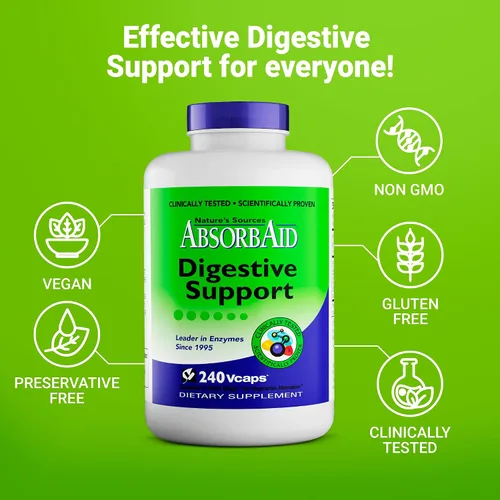 Vista 5 de AbsorbAid Enzimas digestivas 240 vCaps, probado para aumentar la absorción de nutrientes vitales hasta en un 71%