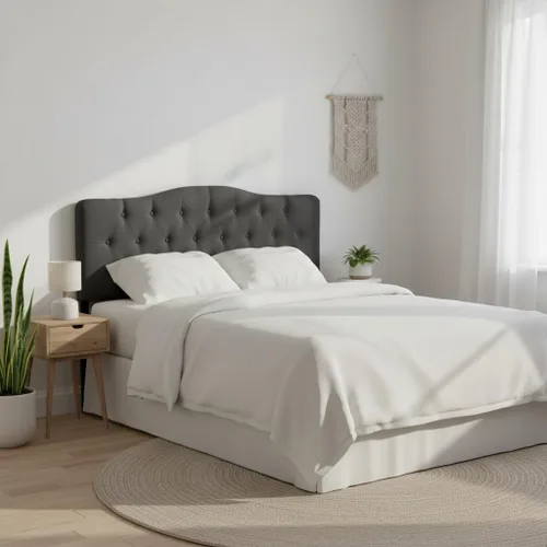Vista 22 de Naomi Home Cassandra - Cabecero capitoné tamaño Queen, tapizado en tela de lino duradera, amortiguación de espuma de alta calidad, altura ajustable
