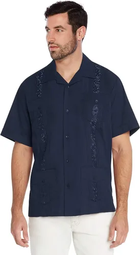 Vista 20 de vkwear Camisa de vestir de manga corta para hombre, estilo guayabera, cubana, playa, boda, informal, para hombre