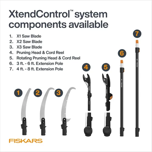 Vista 12 de Fiskars XtendControl - Podadora de árbol de 6 pies con sierra de triple molienda de 15 pulgadas x 1, poste de extensión individual de 3 a 6 pies