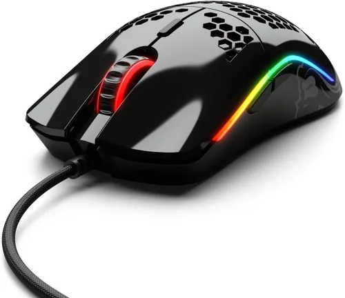 Vista 3 de Glorious Mouse para juegos - Modelo O Minus 2.08oz Superlight Honeycomb Mouse con luces, mouse negro brillante, mouse USB