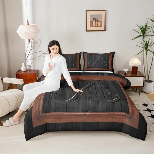Vista 23 de Juego de edredón Lake Home Camper tamaño King, juego de ropa de cama náutica con ancla para niños, niñas, niños, adultos, decoración de dormitorio