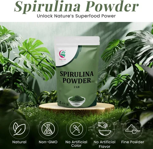 Vista 3 de Yogi's Gift® - Polvo de espirulina de 2 libras, 100% natural y puro, perfecto para batidos, jugos y bienestar diario, paquete a granel de 2 libras