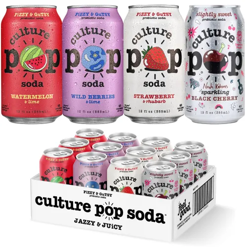 Vista 15 de Culture Pop Soda, cereza negra espumosa de Noah Kahan, soda probiótica baja en azúcar, alternativa al jugo espumoso, sin OMG, kosher, sin gluten
