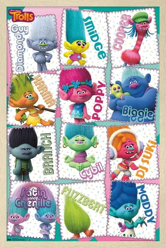 Vista 7 de Trends International Trolls - Grid Wall Poster, 22.4L x 14.7W, Barnwood Framed Version