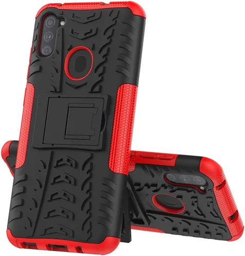 Vista 2 de Funda para Samsung A11, Galaxy A11 con protector de pantalla HD, cubierta trasera de policarbonato duro con función atril de TPU suave de doble capa
