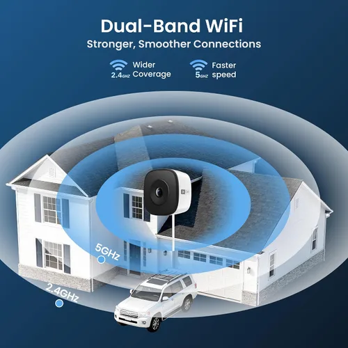 Vista 8 de Cámara de seguridad para ventana HOMIQ LIFE 3MP 2K, cámaras WiFi interiores 2.4GHz/5GHz con visión nocturna a color AI Colorvue, detección