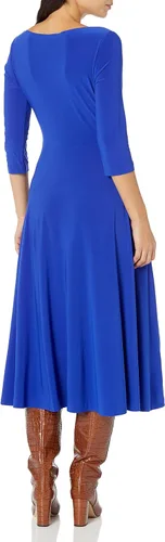 Vista 2 de Norma Kamali Vestido acampanado reversible de manga larga con cuello redondo para mujer