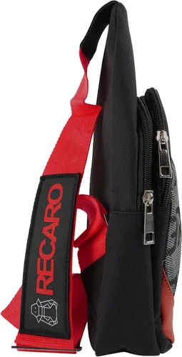 Vista 5 de BRIDE - Mochila cruzada de pecho RECARO con hombro rojo, Negro