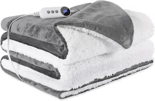 Vista 15 de Manta Térmica de 50"x60", Franela Ultra Suave y Sherpa Manta Eléctrica, Calentamiento Rápido y Protección contra Sobrecalentamiento, 9 Temperaturas