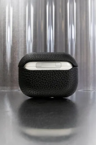 Vista 3 de Tapper Funda negra de cuero y hematita negra plateada para AirPods Pro