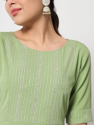 Vista 5 de Poly Crepe Kurta con Dupatta para mujer