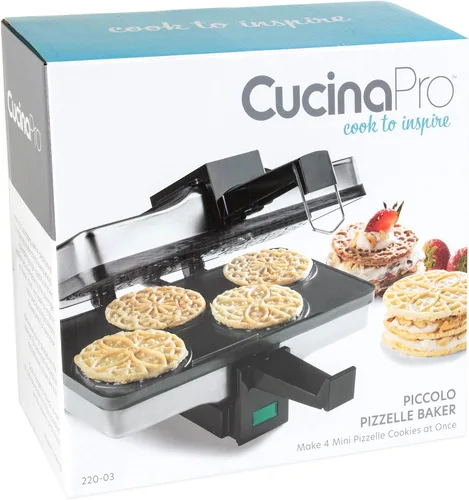 Vista 5 de Piccolo pizzelle Baker by Cucina Pro – 100% antiadherente, hace 4 mini pizzas a la vez Even Heating Plates, Fun Baking Machine with Recipe Guide