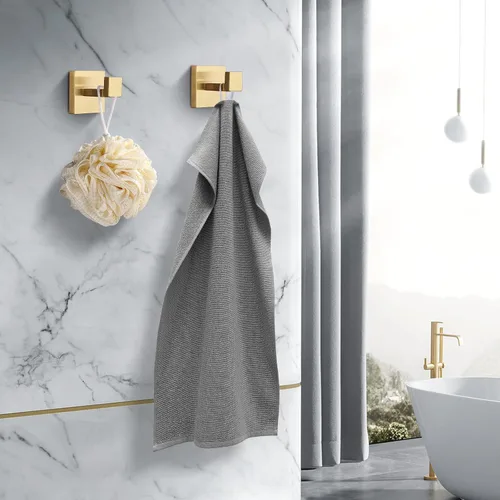 Vista 3 de Ganchos para Toallas de Acero Inoxidable de Servicio Pesado, Ganchos Cuadrados para Bata Montados en la Pared para Baño, Cocina, Dormitorio, Hotel