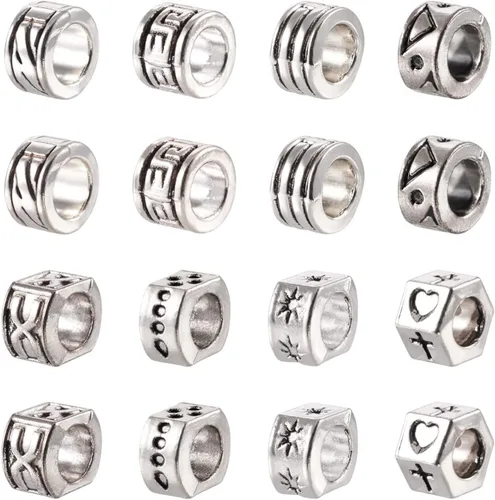Vista 32 de Craftdady 600 cuentas espaciadoras tibetanas de 10 estilos, colores mezclados, aleación de metal, dijes para pulseras, collares, suministros