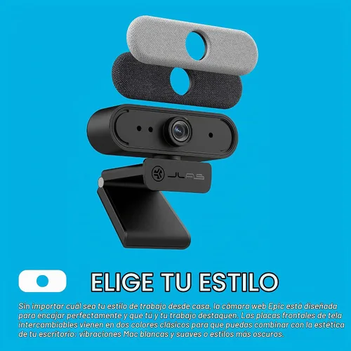 Vista 4 de JLab Epic Cam, cámara web USB 2K, enfoque automático, micrófonos duales, negro