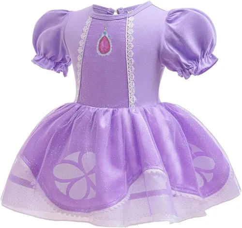 Vista 32 de Disfraz de princesa de Belle Sofía Blancanieves para niñas pequeñas, disfraz de princesa, Navidad, Halloween, mameluco con diadema