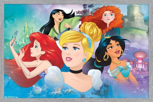 Vista 9 de Trends International Disney Princess - Póster de pared de Gaze, 14.72 x 22.37 pulgadas, versión enmarcada de madera de granero