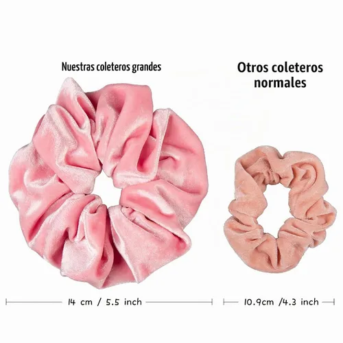 Vista 2 de Whaline Coleteros para el cabello con temática de rubor, bandas para el cabello de terciopelo grandes, color rosa, suaves, elásticas, accesorios