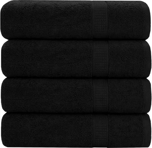 Vista 43 de GOLD TEXTILES Juego de 24 toallas de baño negras de alta absorción, multiusos, secado rápido, para piscina, gimnasio, hotel, spa