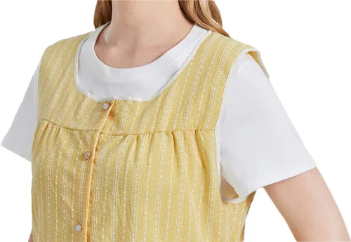 Vista 6 de Nanxson Delantales de Cobber para mujer con bolsillos delantal con botones para cocinar cocina chef CF3152