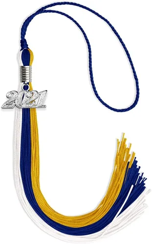 Vista 140 de Endea Graduation Borla de triple color con gota de fecha plateada (negro/dorado/granate, 2020)