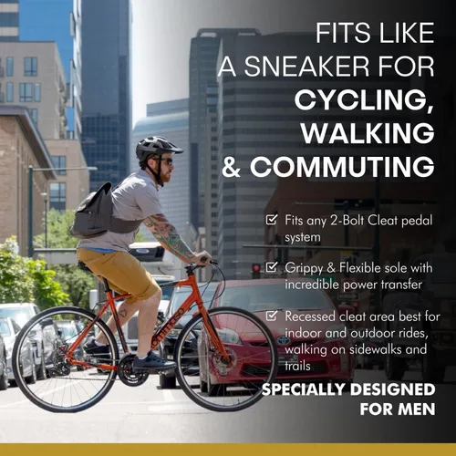 Vista 4 de Tommaso Zapatos de ciclismo para hombre, para interiores, para ciclismo y desplazamiento, para uso urbano, compatible con tacos SPD, cordones