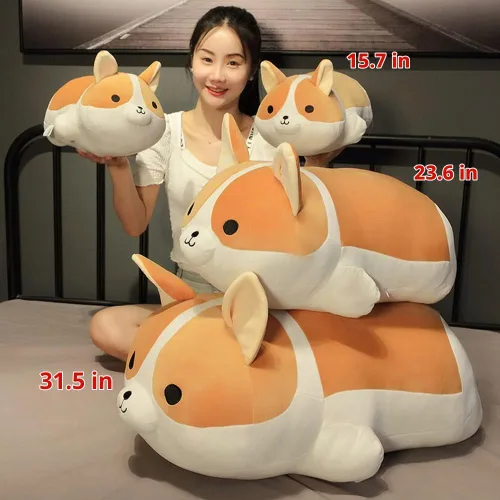 Vista 5 de Peluche Corgi Perro Shiba Inu Almohada de Peluche Animal de Peluche Niños Almohada de Peluche(Corgi, 80cm/31.4in)