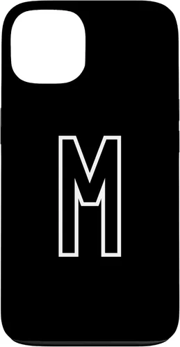 Vista 7 de Funda con monograma inicial favorita para iPhone 13 Pro Max Letra M, color blanco y negro