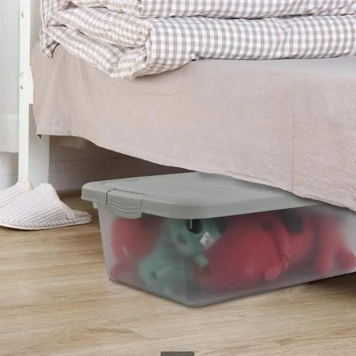 Vista 6 de Caja de almacenamiento de plástico de 14 cuartos de galón, contenedor de almacenamiento transparente con tapa, 2 paquetes