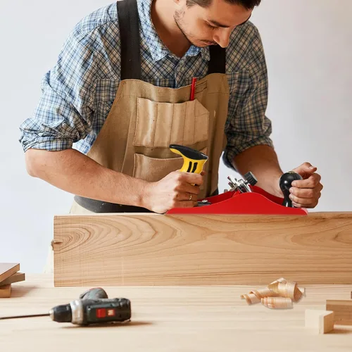 Vista 5 de Cepilladora de mano con hoja de 2 pulgadas, plano de madera alisado ajustable, plano de banco universal para instalación de puertas de bricolaje