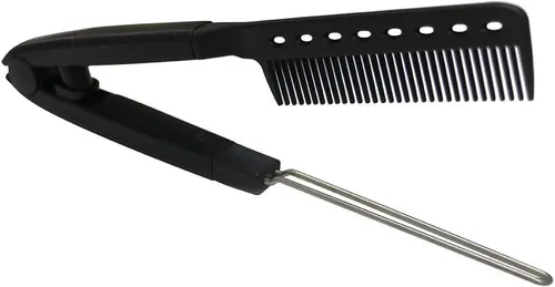 Vista 3 de FRCOLOR Cepillo alisador de cabello en forma de V, peine alisador para peluquería, herramienta compacta para peluquería y uso doméstico