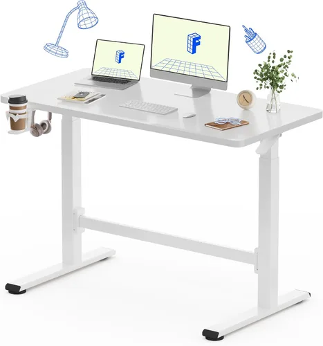Vista 13 de FLEXISPOT H7 Plus - Escritorio de pie ajustable con resorte de gas, estación de trabajo móvil con rueda, escritorio inalámbrico para habitación