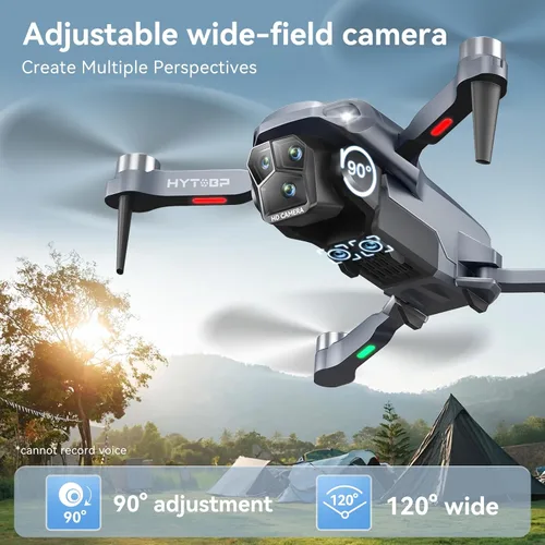 Vista 2 de Dron con cámara 1080P HD, Drones de motor sin escobillas con cámara para adultos, video WiFi en vivo, vuelo de punto de referencia, retorno de una