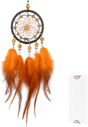 Vista 7 de Mini atrapasueños – Pluma de gallo con ágata roja, pequeño atrapasueños hecho a mano para dormitorio, atrapasueños para niñas, atrapasueños