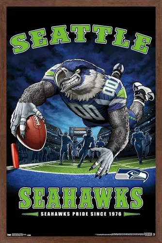 Vista 6 de Trends International NFL Seattle Seahawks - Póster de pared de End Zone 17, 14.725 x 22.375 pulgadas, versión enmarcada de madera de granero