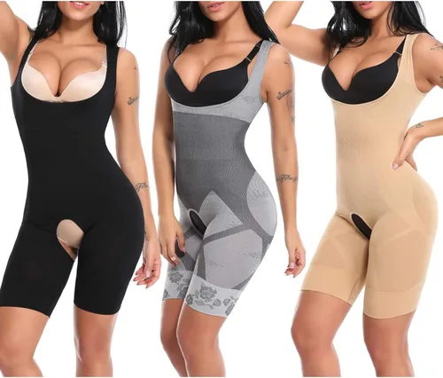 Vista 5 de Gumipy Body moldeador para mujer, sin costuras, control de abdomen, fajas, moldeador de glúteos, busto abierto, pantalones cortos más delgados