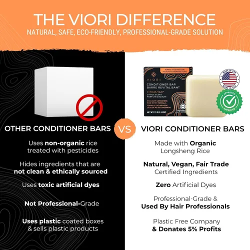 Vista 4 de Viori Citrus Yao - Barra de acondicionador hecha con agua de arroz, acondicionador orgánico totalmente natural hecho a mano