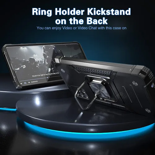 Vista 4 de Funda para Galaxy A71 5G con protector de pantalla, a prueba de caídas, ajuste delgado, con soporte para automóvil, funda protectora ligera