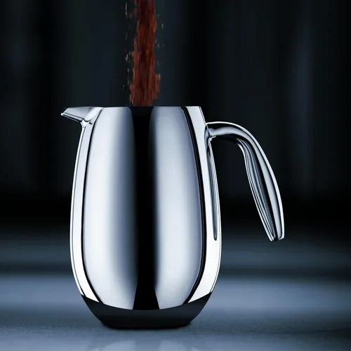 Vista 2 de Cafetera de prensa térmica Columbia para tazas de 6 oz de acero inoxidable, Plateado