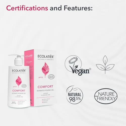 Vista 6 de Comodidad de lavado femenino con extracto de algodón, 98.5% natural, vegano, pH 5.2 lavado femenino equilibrado para mujeres, lavado íntimo diario