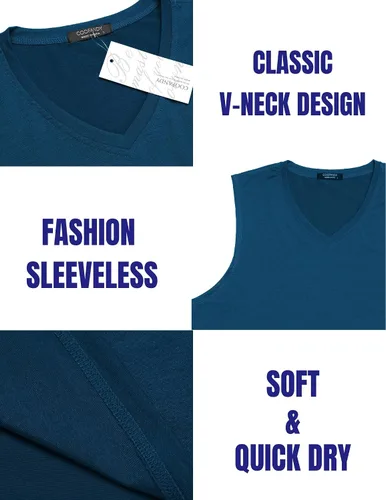 Vista 6 de COOFANDY Camiseta sin mangas para hombre, paquete de 3 camisetas sin mangas para gimnasio, cuello en V, culturismo, musculación