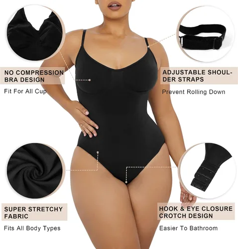 Vista 4 de YIANNA Body moldeador para mujer, con control de abdomen, sin costuras, esculpido, cintura arrebatada, traje de tanga, tanga o braga