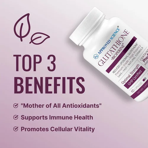Vista 3 de Approved Science® Glutatión - Glutatión 500 mg - Complejo de fosfolípidos, vitamina C, bioperina - Antioxidante superior para ayudar a neutralizar